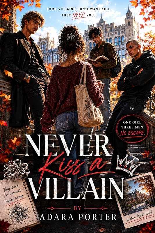 Never Kiss a Villain: A Dark Polyamorous Bully Academy Romance (The Secret Society of Polyamorous Bad Boys)